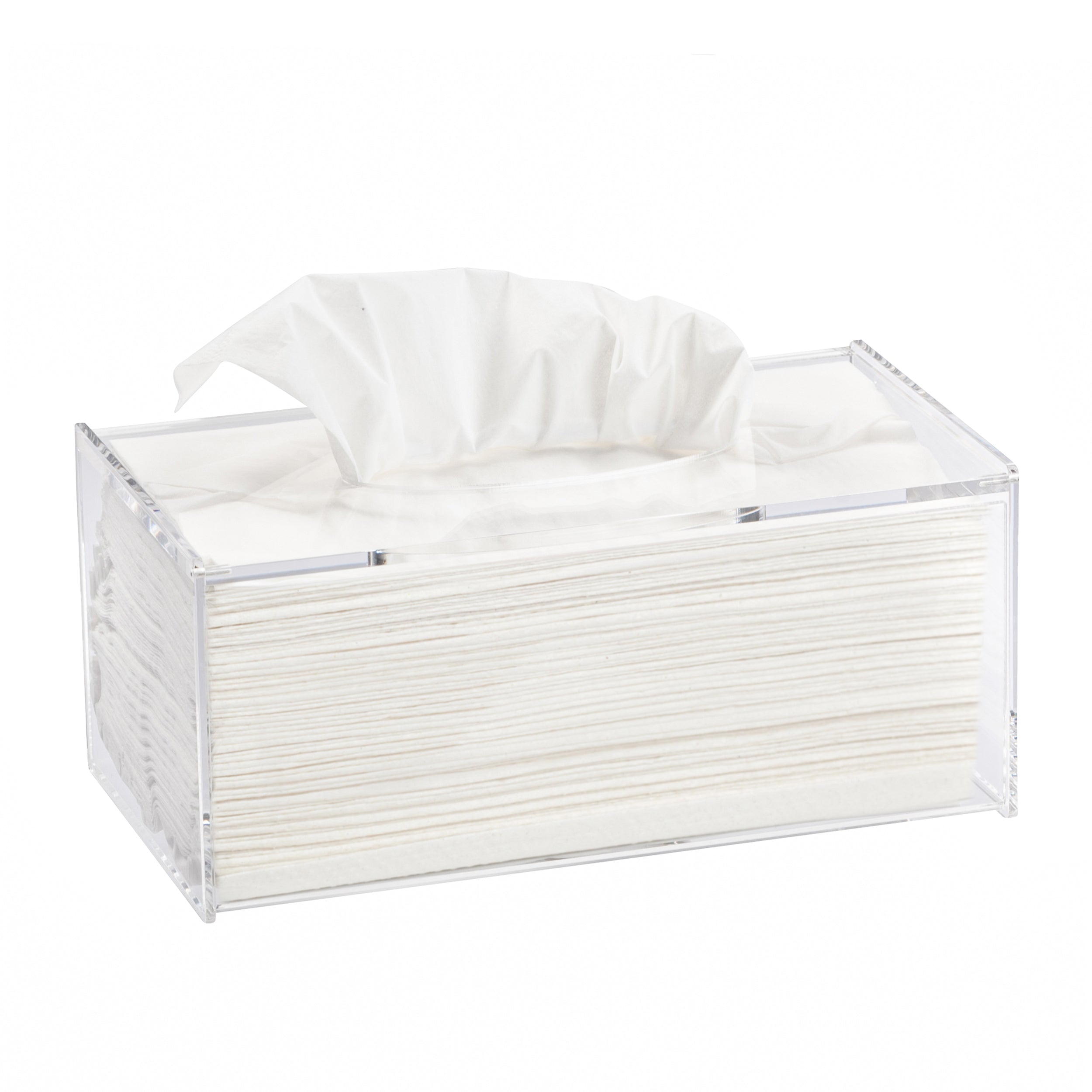A clear acrylic lucite tissue box with ttissues - Zstander