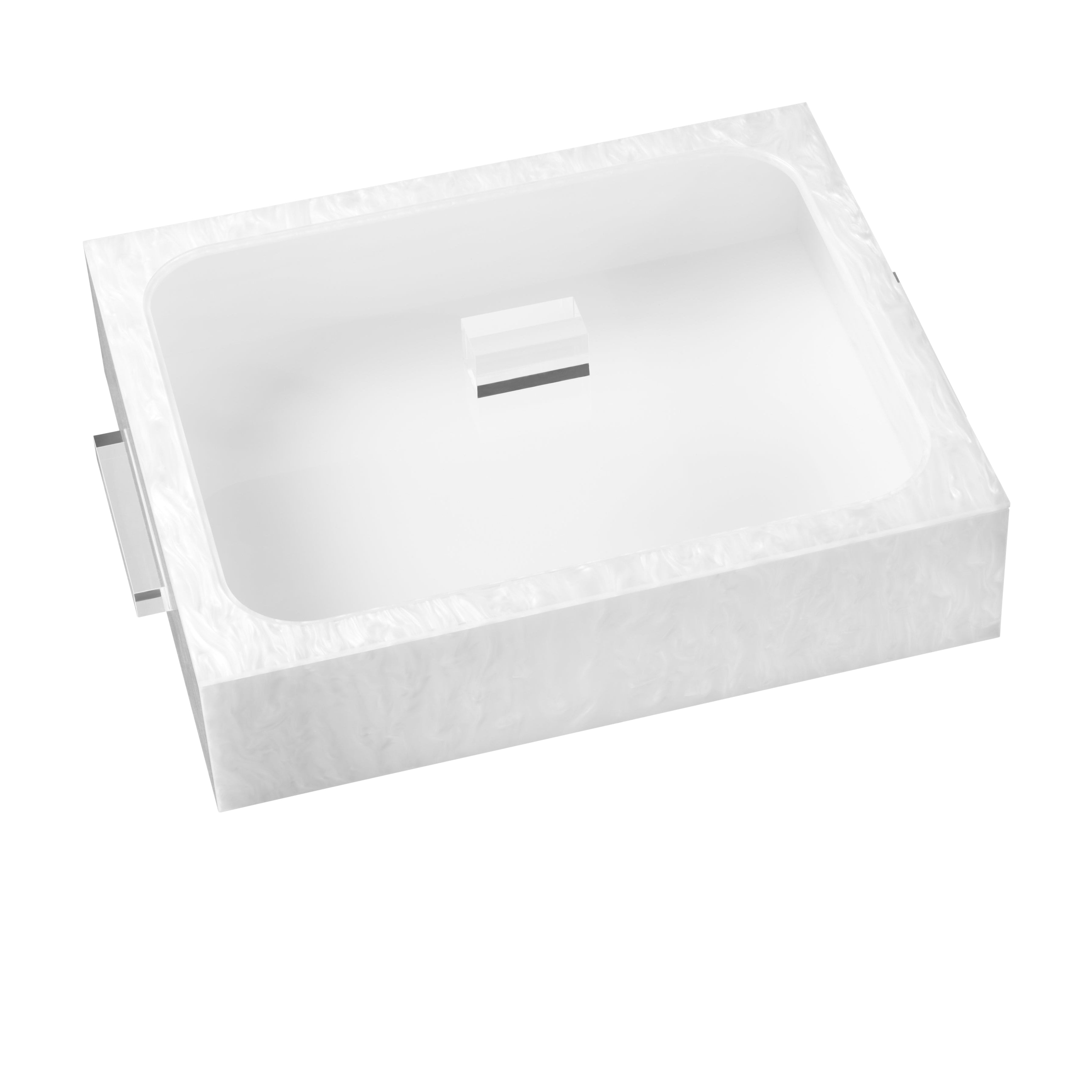 Pearl Marble 9x13 Pan holder with a silver handle on a white background - Zstander