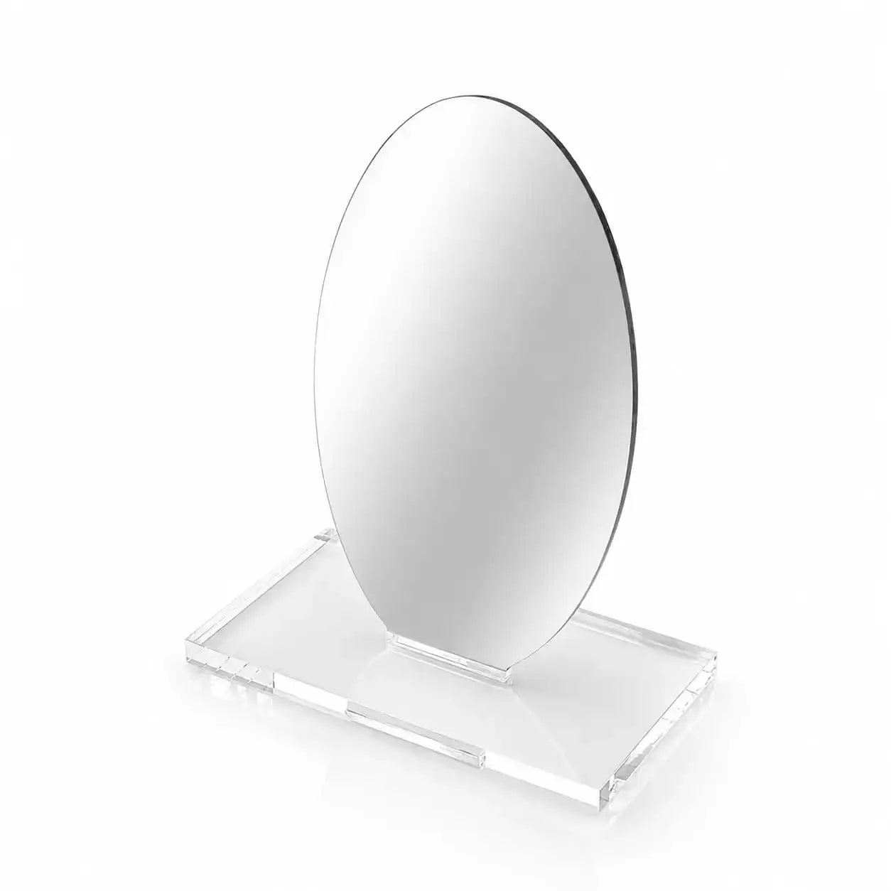 Clear stand with oval mirror on a white background - Zstander