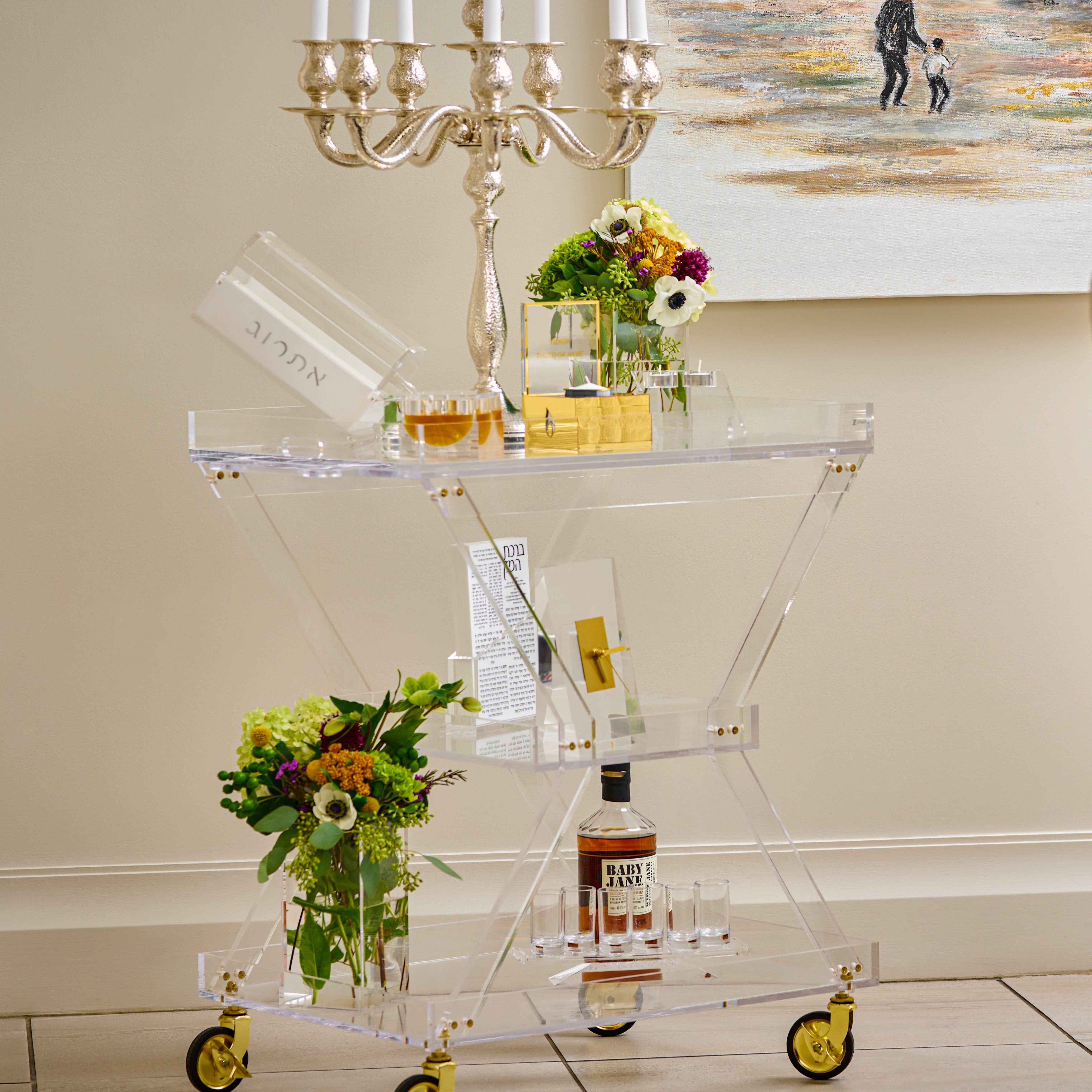 3 Tiered Serving Cart with Removable Tray