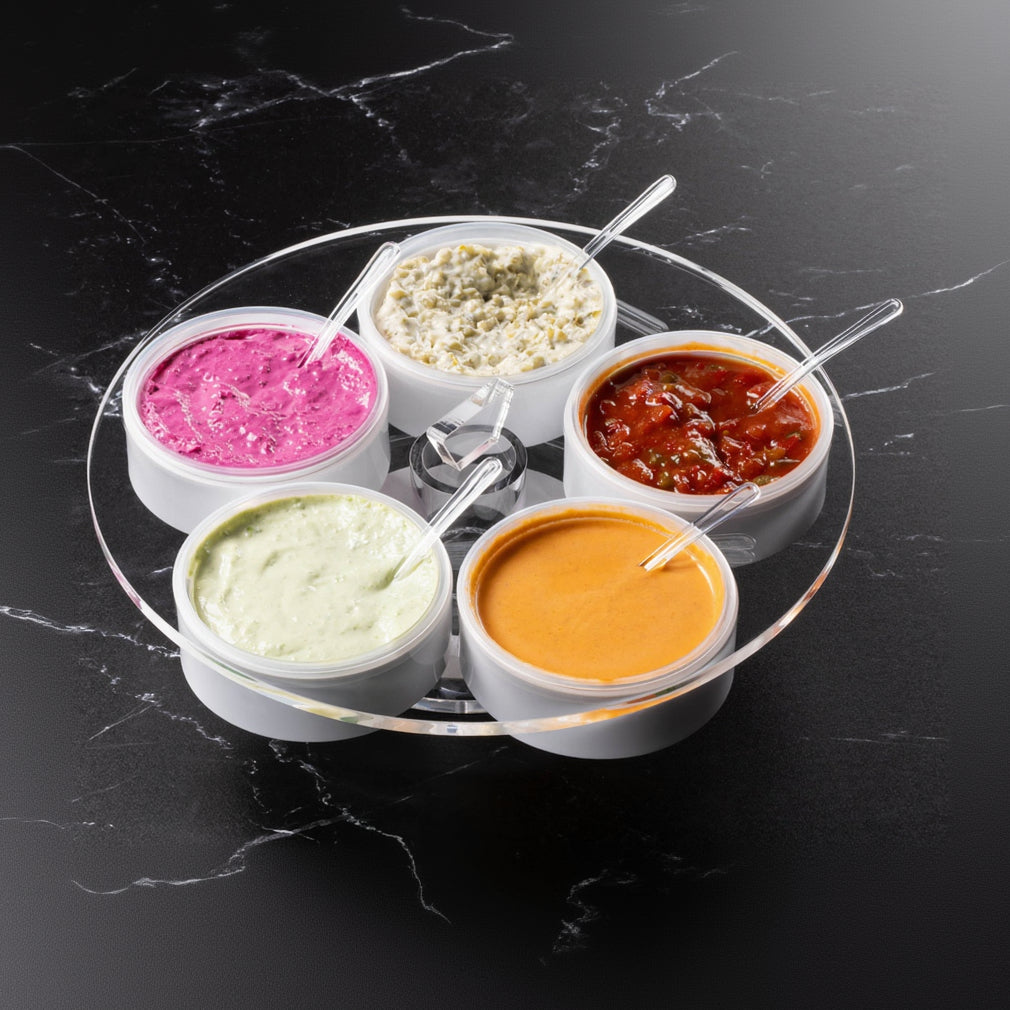 Lazy Susan Dip Tray on a black marble background - Zstander