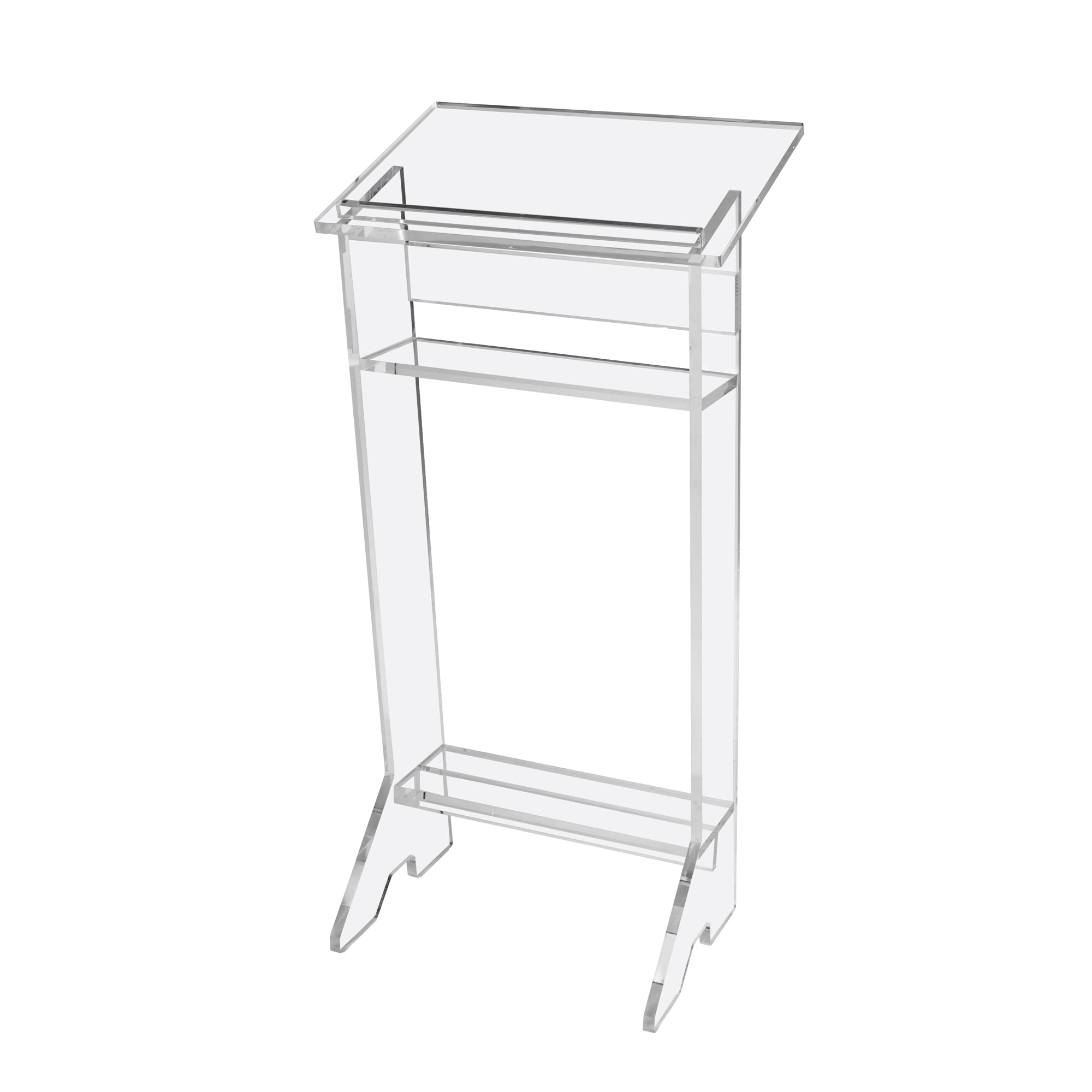 A clear, full-length lucite Shtender, designed as a podium or lectern -Zstander