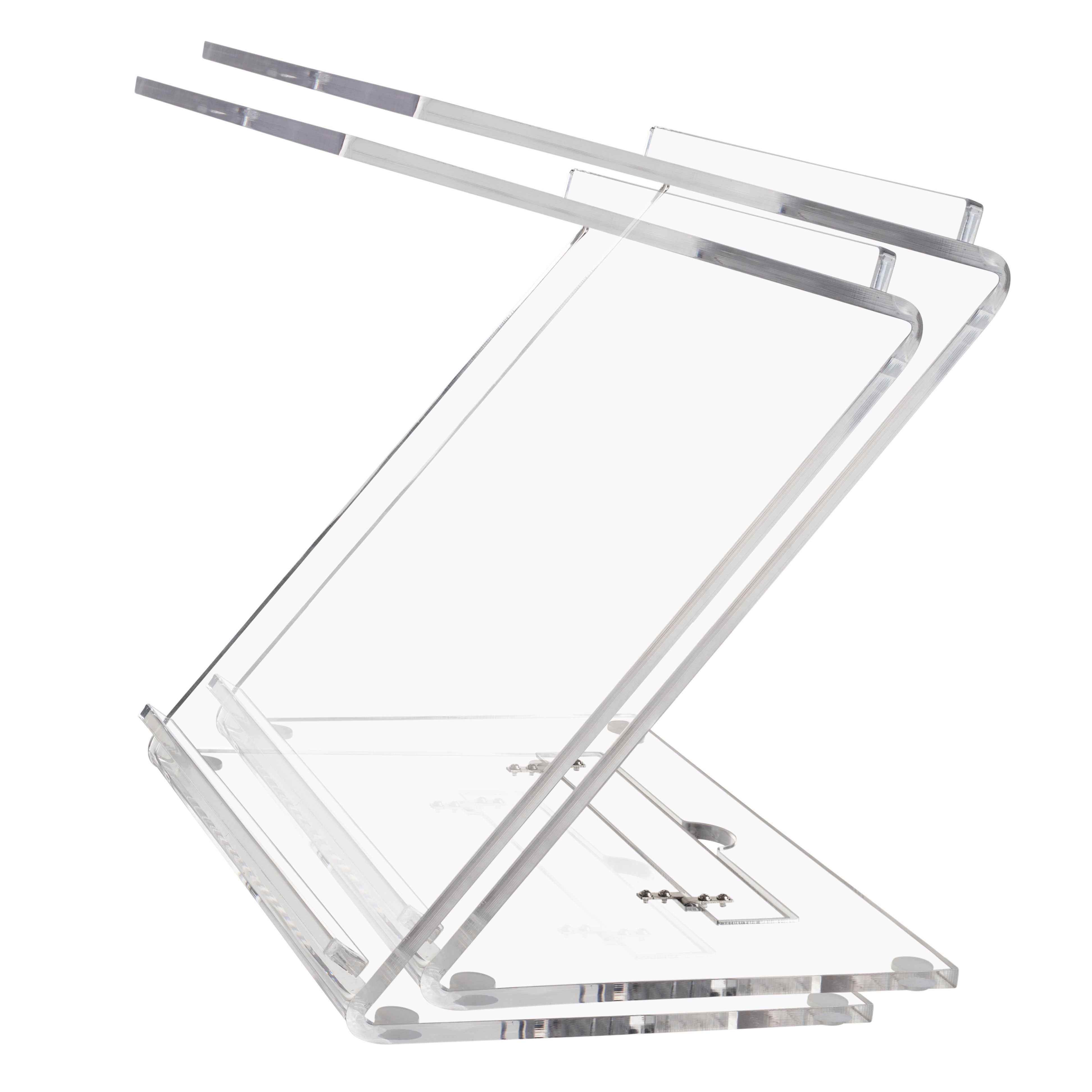 Clear Lucite Shtender in stacked position on a white background - Zstander