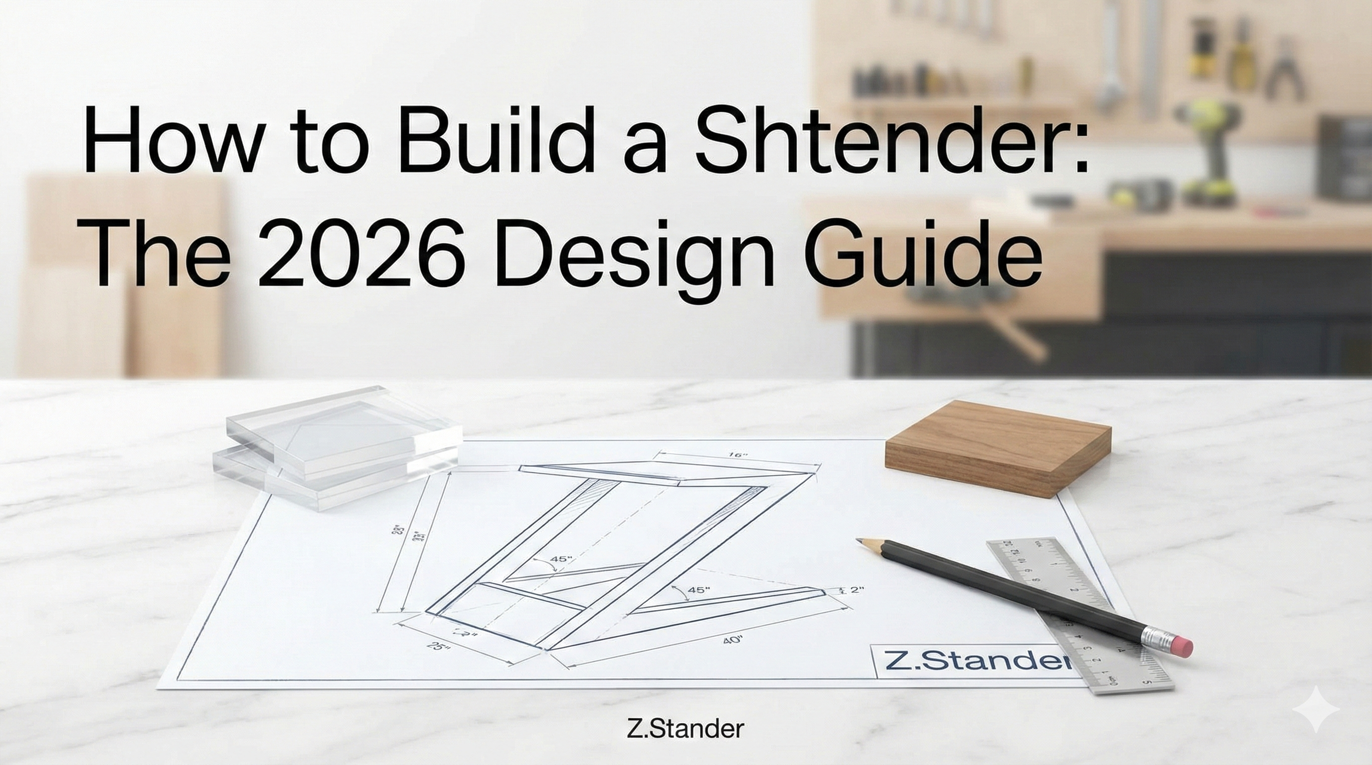 A modern, clear Lucite Z-shaped shtender being assembled on a clean workspace, showing the sleek 2026 minimalist design and ergonomic study angle.