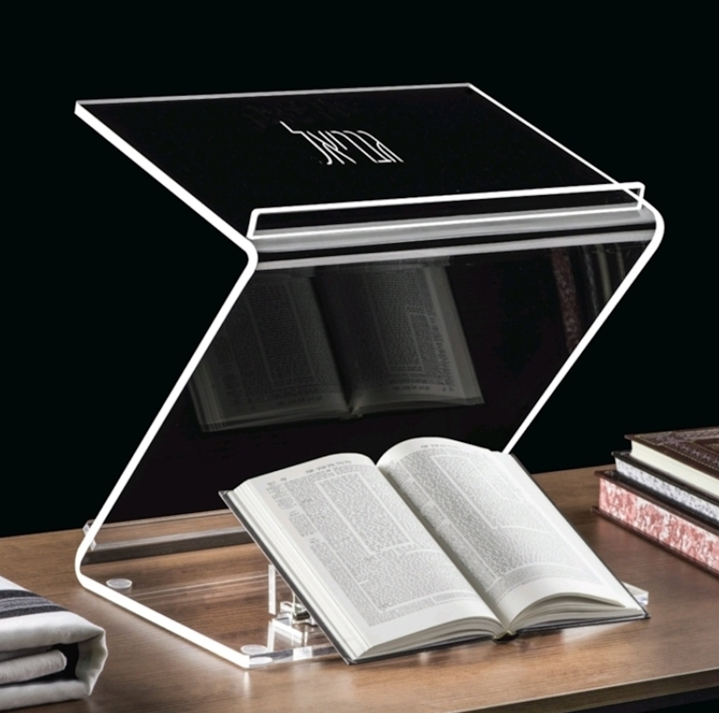 Elegant Lucite Judaica Gifts: Personalized Napkin Rings, Deluxe Tabletop Shtender, and Monogrammed Napkin Holders for Every Occasion