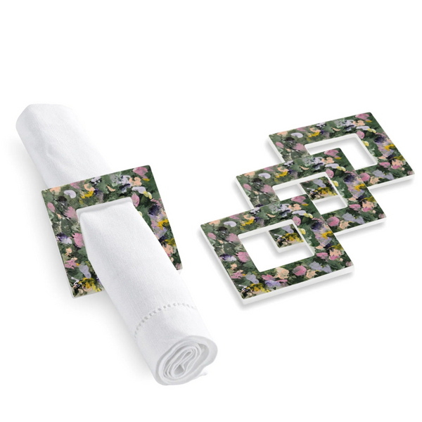 Square Napkin Rings (Floral)