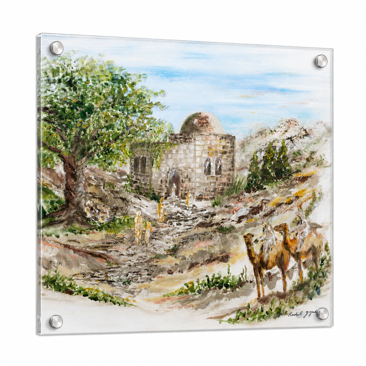 Kever Rochel ruins, trees, and animals on a glass panel - Zstander