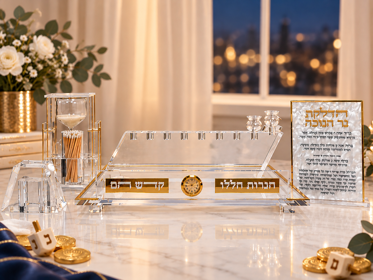 Deluxe chanukah set on a chanukah background
