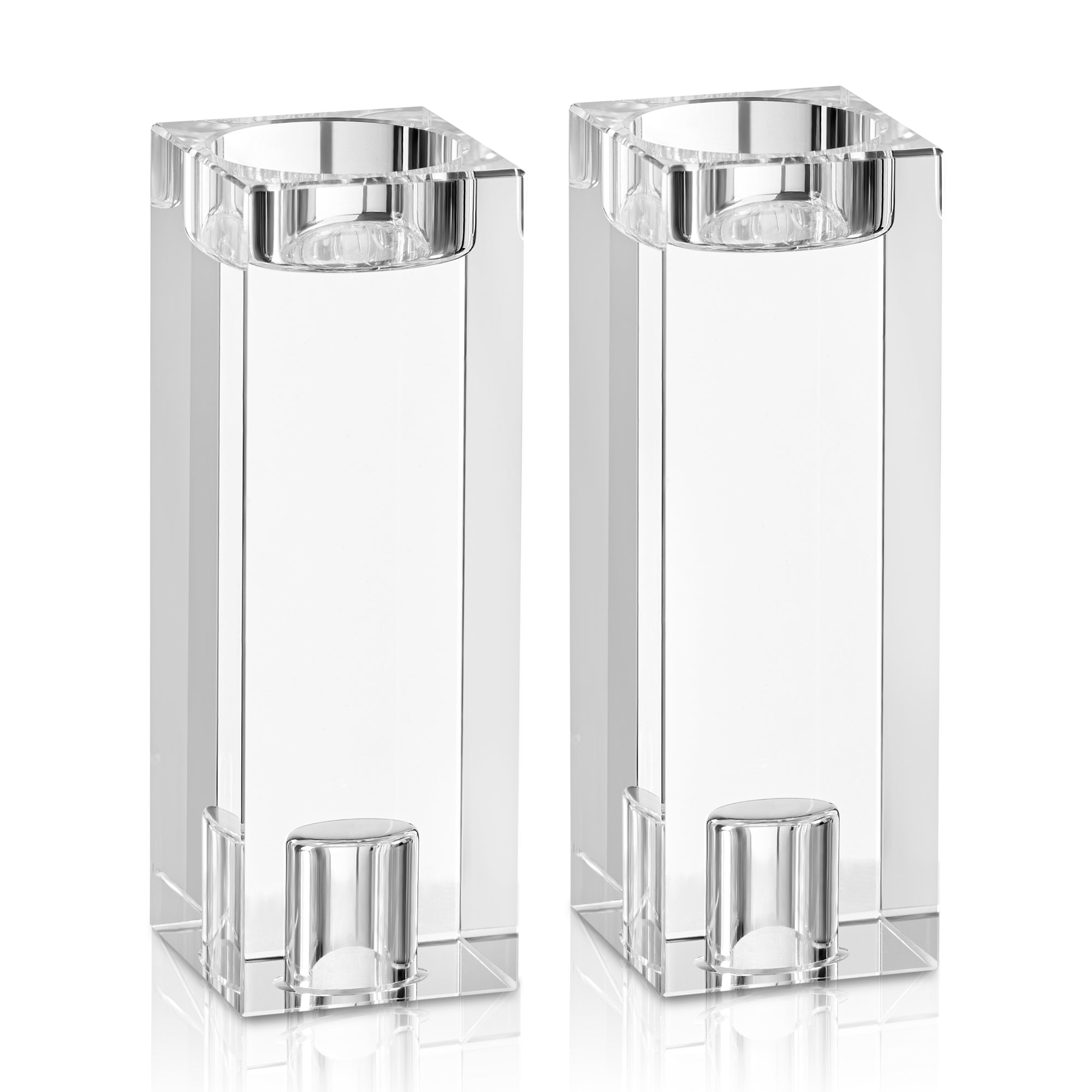Two clear glass candle holders on a white background - Zstander
