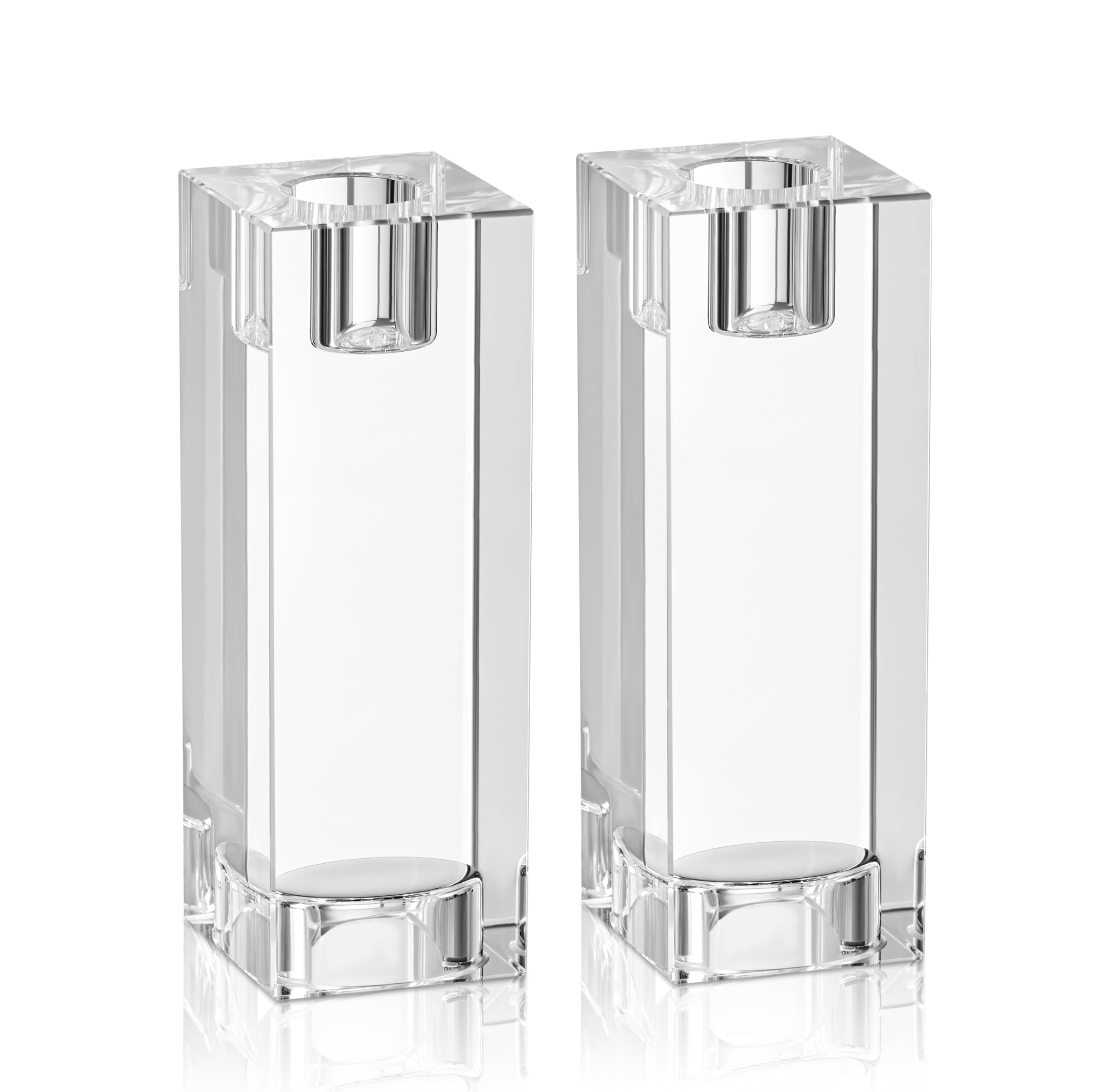 Two clear glass candle holders on a white background - Zstander