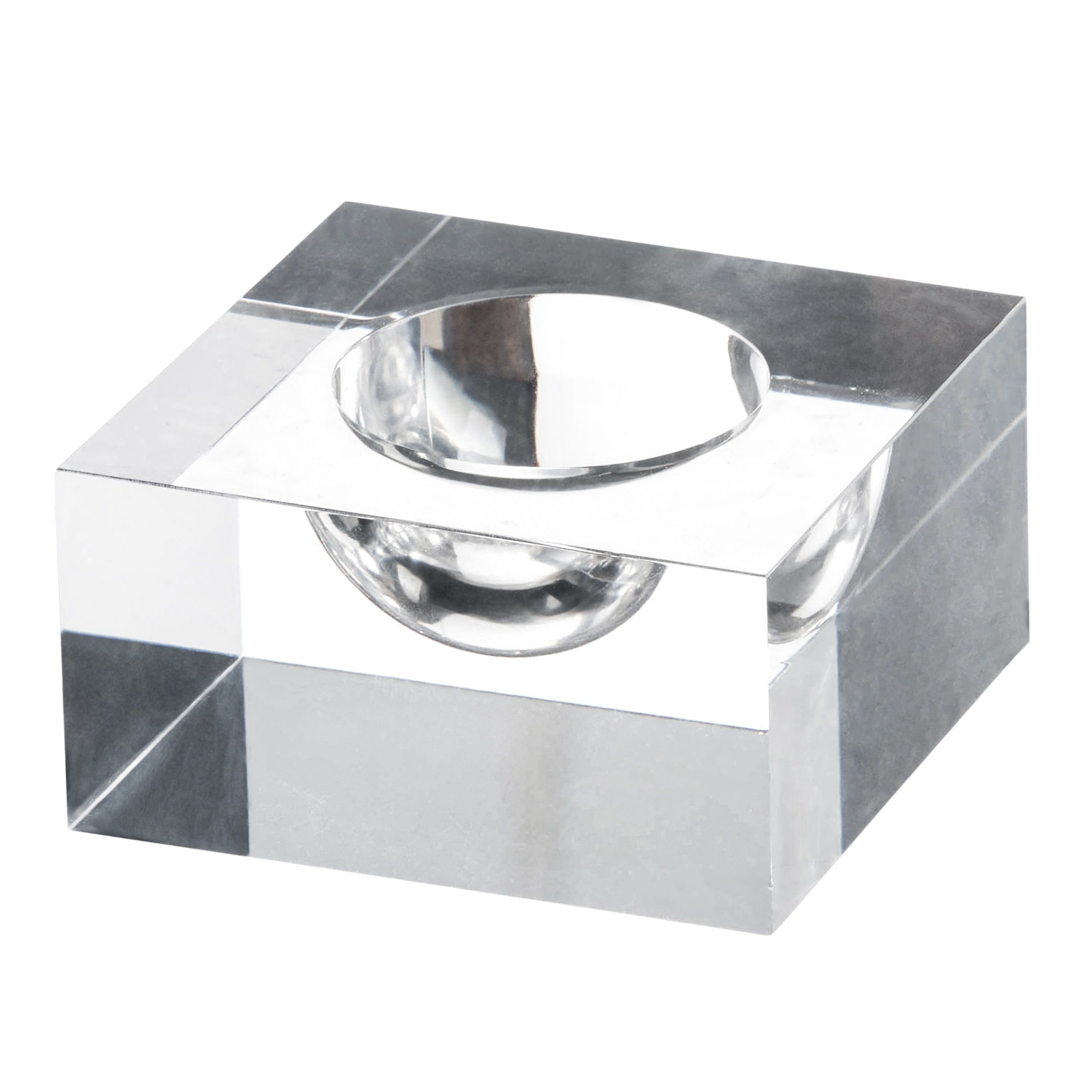 top view of square lucite salt dish on a white background - Zstander