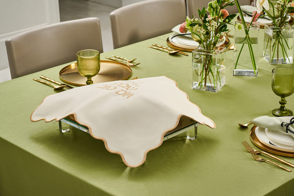 Embroidered Leatherette Challah Cover -Wave