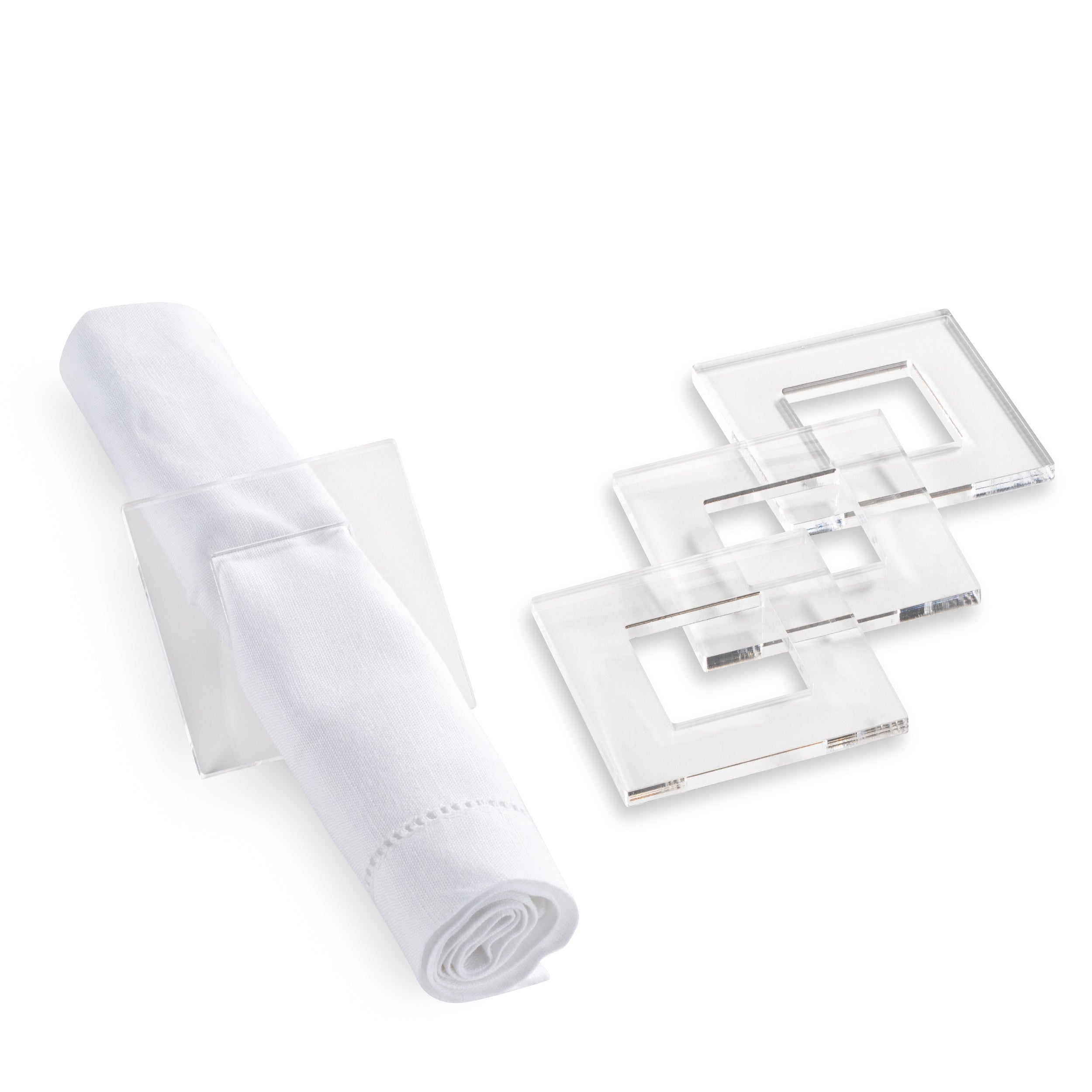 Square Napkin Ring -Clear, Gold or Silver