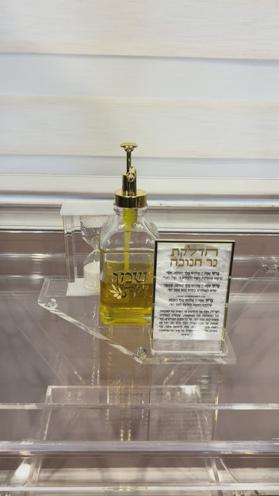 3 piece chanukah set being shown how to be used. 