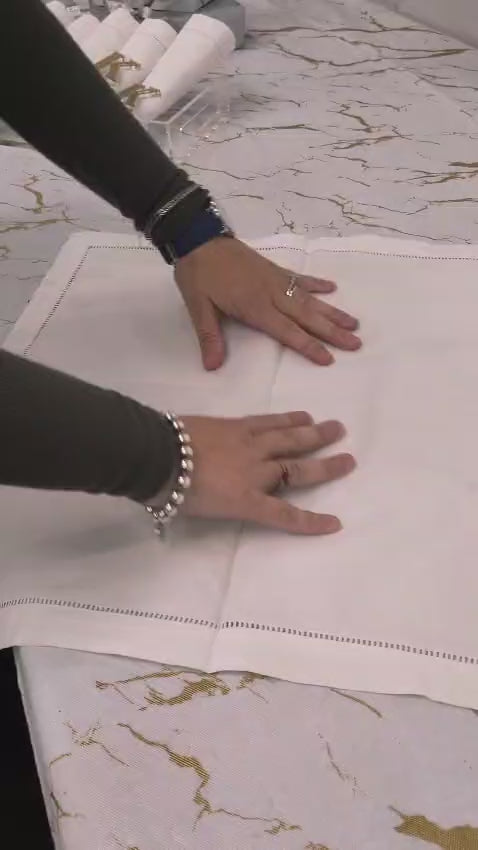 wrapping the linen napkin ring set