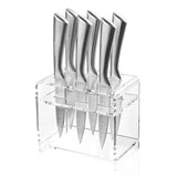 Non-Serrated Steak Knife Set with Lucite Holder