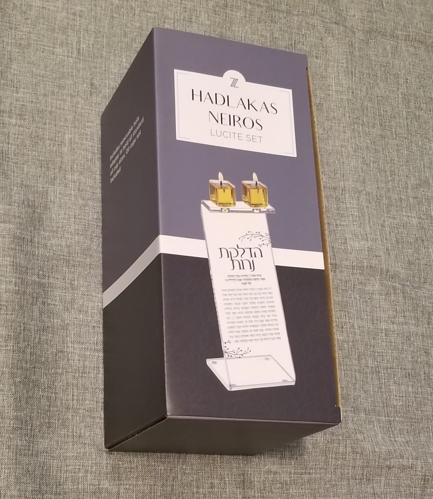 box display of the hadloaks neiros stand on a gray tablecloth