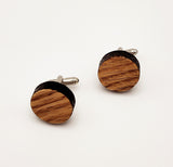 Natural Oak Wood Monogrammed Cufflinks