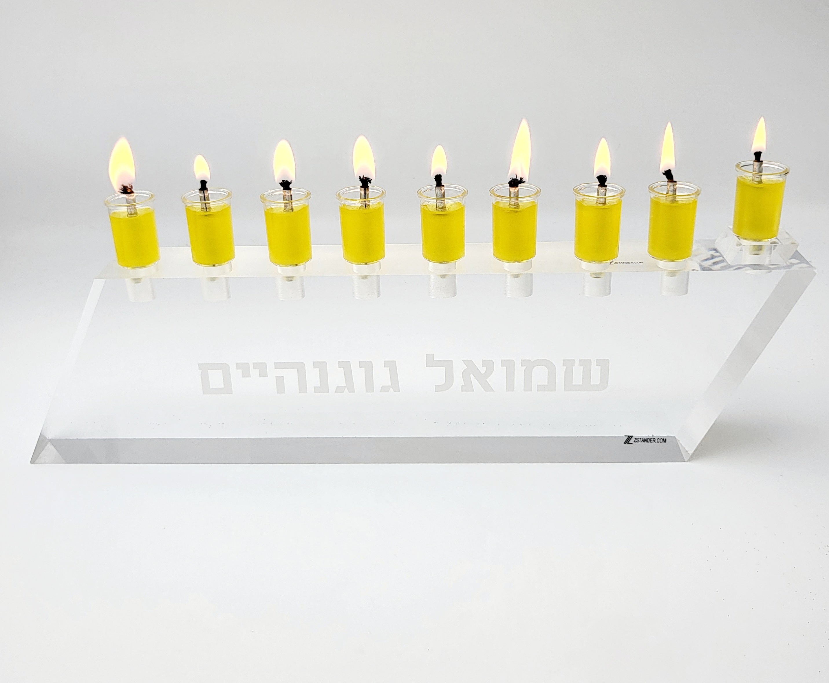 Lucite Oil Menorah - Modern & Sophisticated