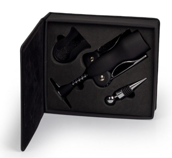 Leatherette cork screw and accessories box