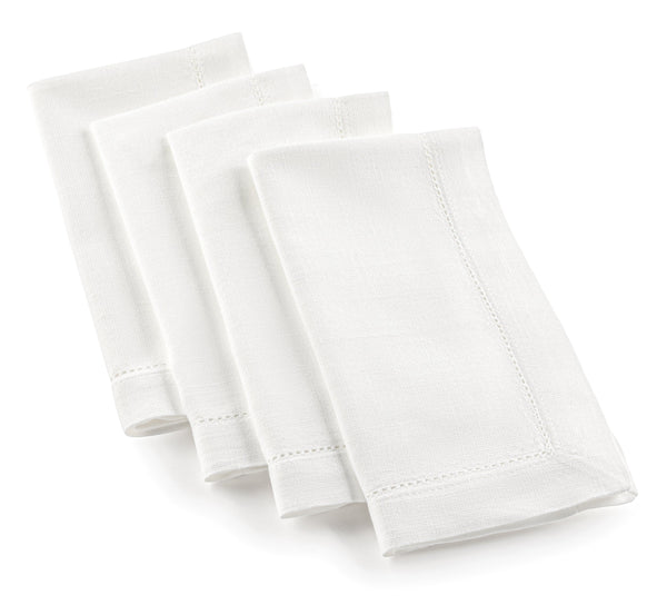 White linen hemstitched napkins