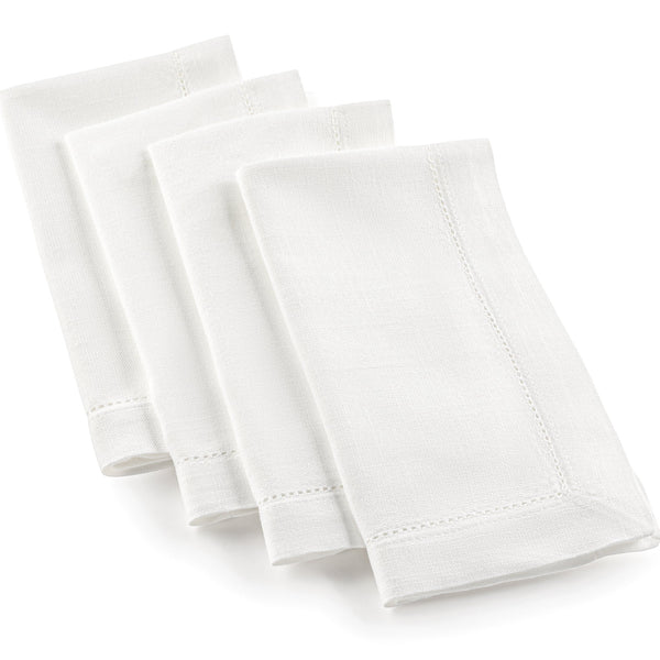Hemstitch Linen Napkins in Oatmeal, White, and Black, Small Shop