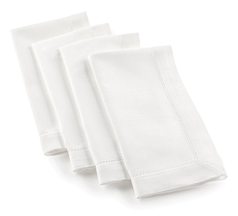 White linen hemstitched napkins